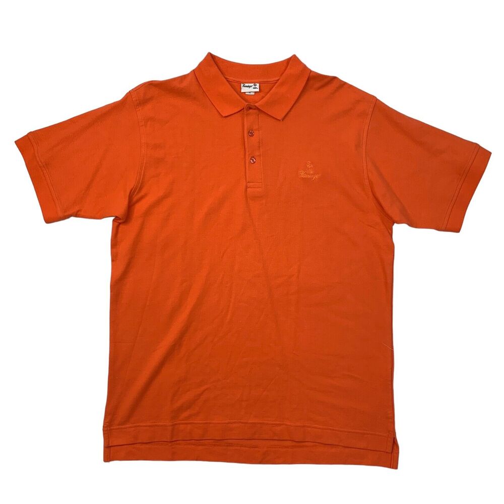 Flamingo Polo Shirt Mens XL Extra Large Orange Ringspun Cotton Short Sleeve Golf